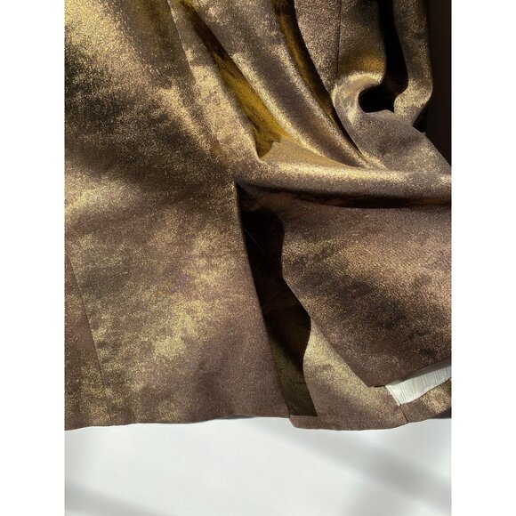 Blazé Milano Everyday Double-Breasted Blazer Size 1 US 6 Metallic Gold Lamé - Picture 8 of 13